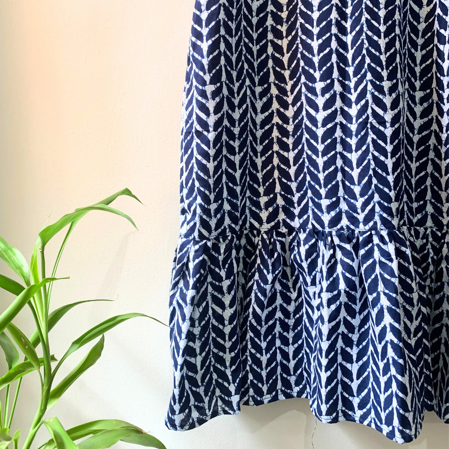 Indigo Haze Ruffle A-Line Dress